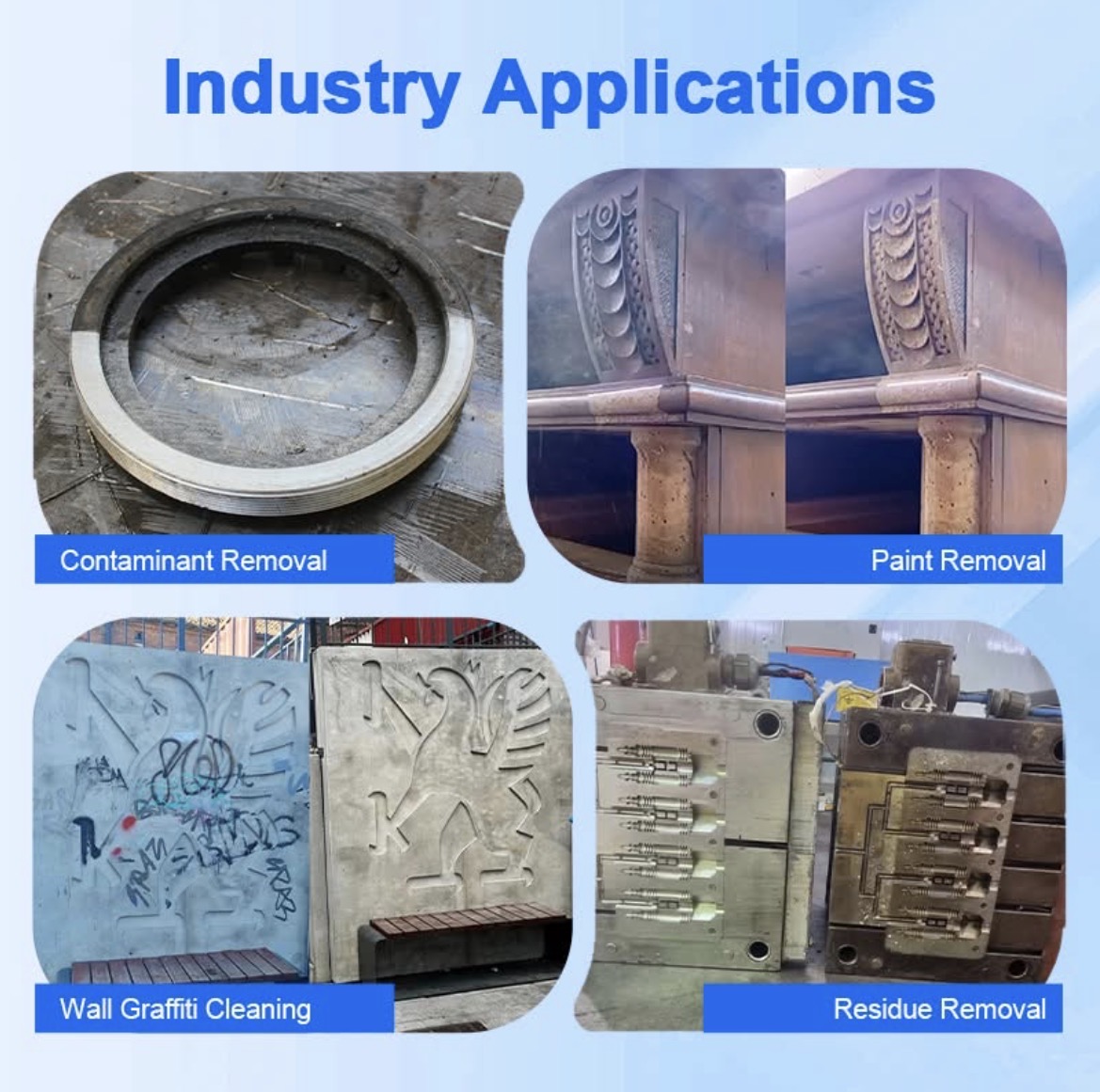 Contaminant removal, paint removal, wall graffiti cleaning, residue removal